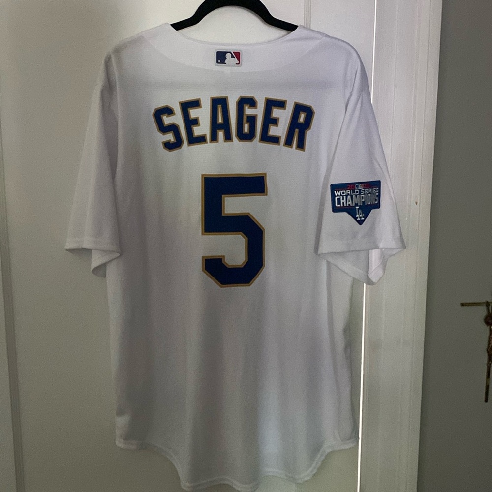 Corey Seager #5 Authentic Dodgers 2020 World Series Champions Jersey Size Large